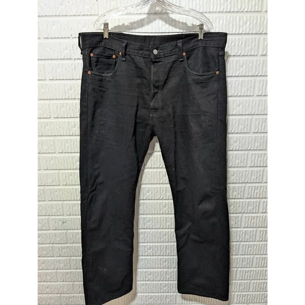 Levi's Vintage Men's Black Solid Button Fly 501 Denim Jeans Size 40 x 32